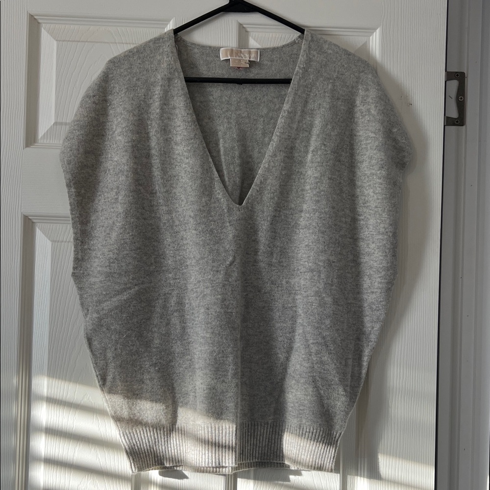Michael Kors Light Gray Cashmere V-Neck Sweater